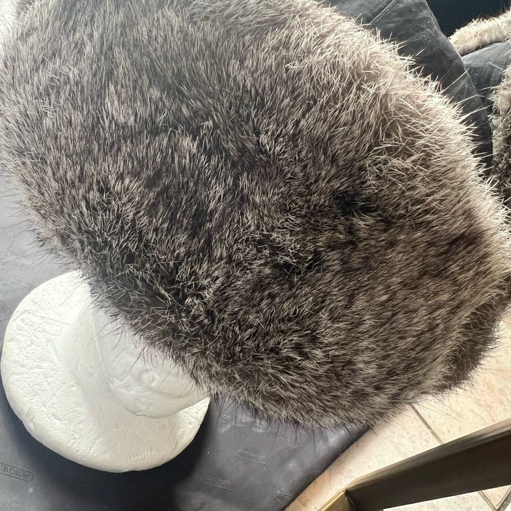 REAL RABBIT FUR HAT skully cap rare head piece accessory beanie scarf unisex